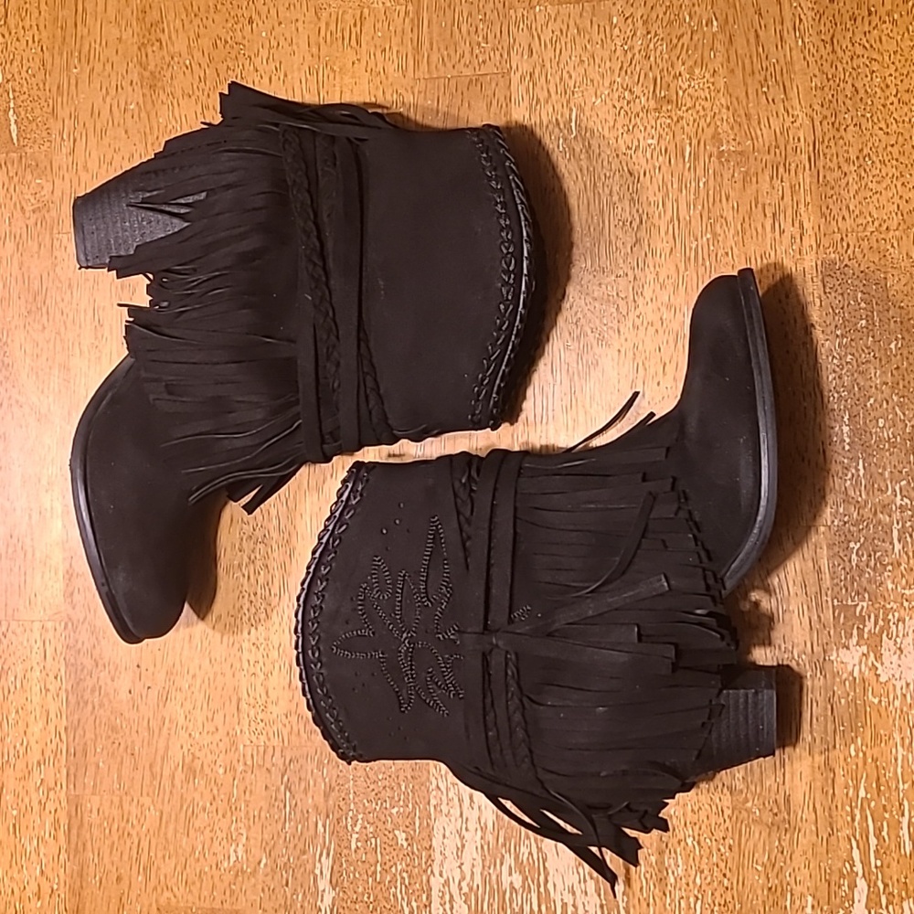 Faux Suede Fringe Boots